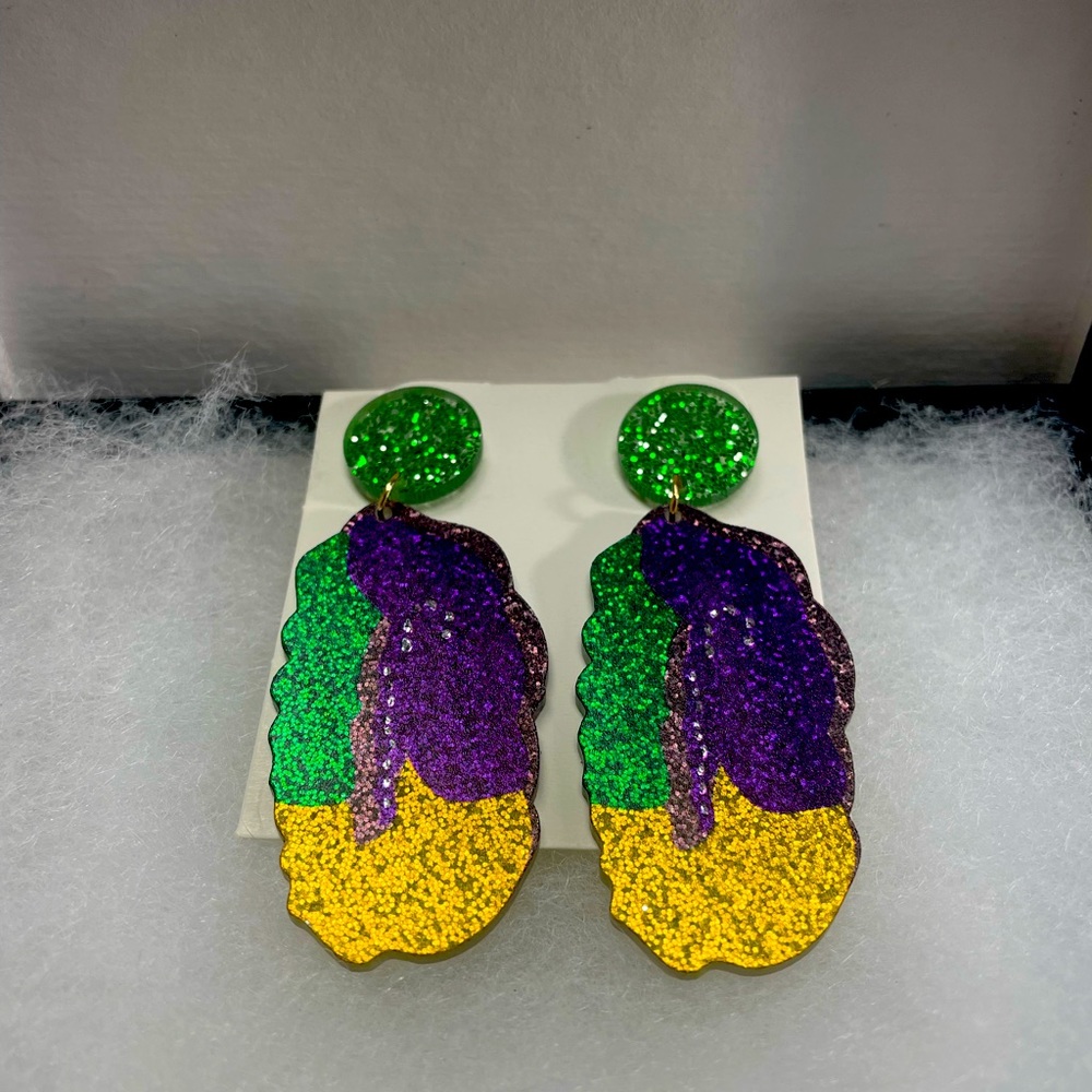 Mardi Gras Earrings *Same day Shipping* King Cake